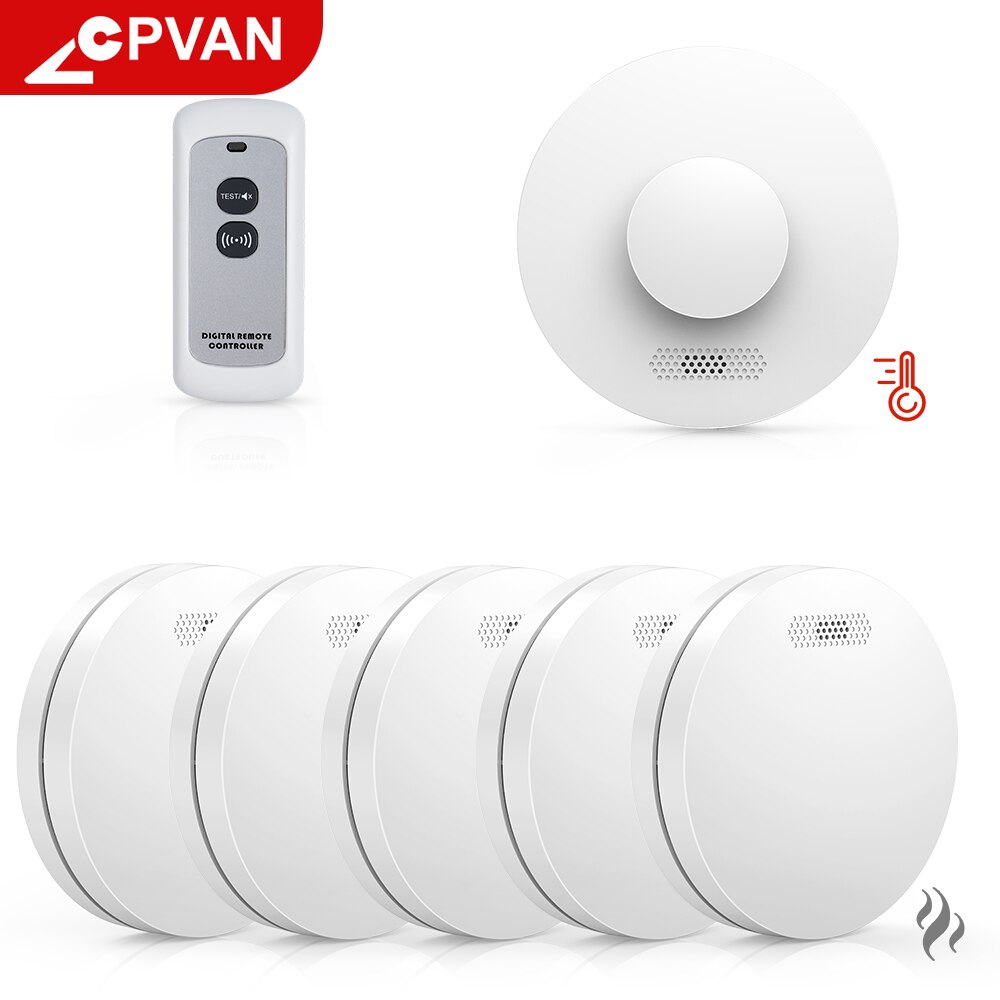 CPVAN Wireles Interlinked Smoke and Heat Alarms with Remote Controller Fire Alarms for Scotland's Smoke Detector Legislation