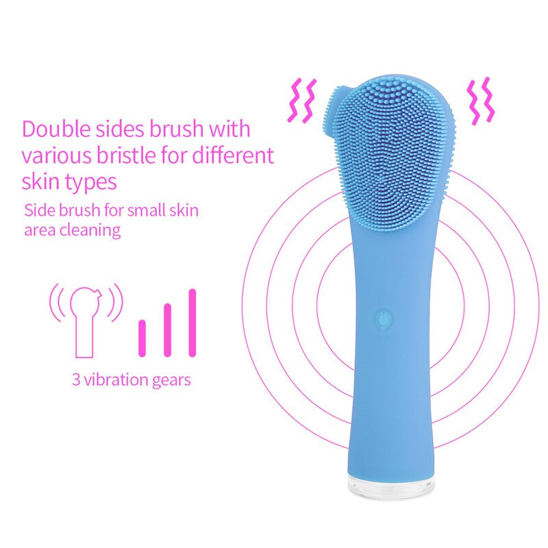 Brosse de nettoyage de visage Double Face électrique nettoyeur de pores du visage portable