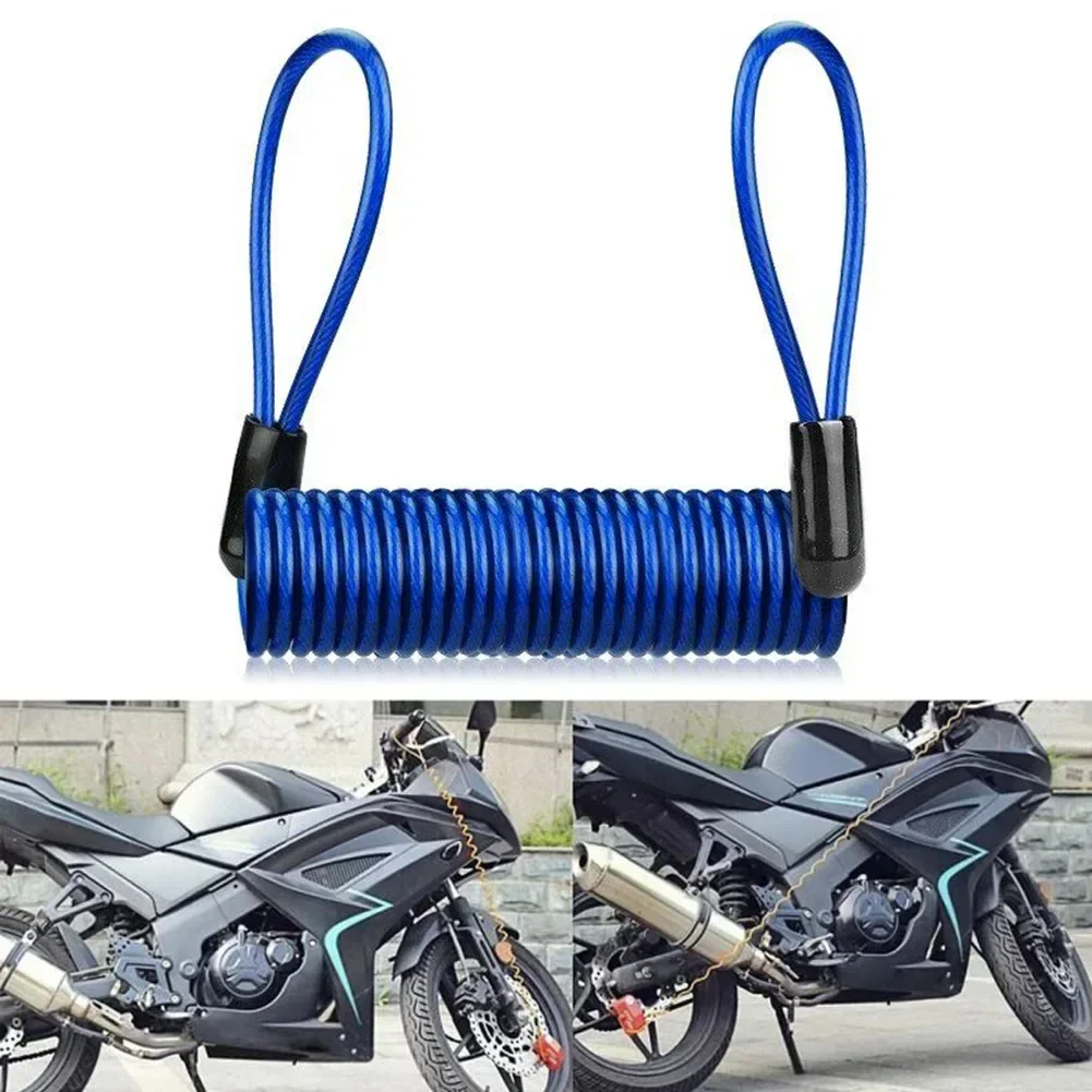 1 pz Casco Moto Blocco Freno A Disco Antifurto Primavera Promemoria Corda 120 cm 2 estremità Loop Cavo A Molla Per Motore Motore Esterno: Argento
