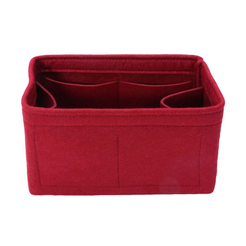 Nowe wielofunkcyjne kobiety filc wkładka torba makijaż torby kosmetyczne podróż wewnętrzna torebka przenośna torebka do przechowywania organizator Tote S/M/L: Bordowe / L