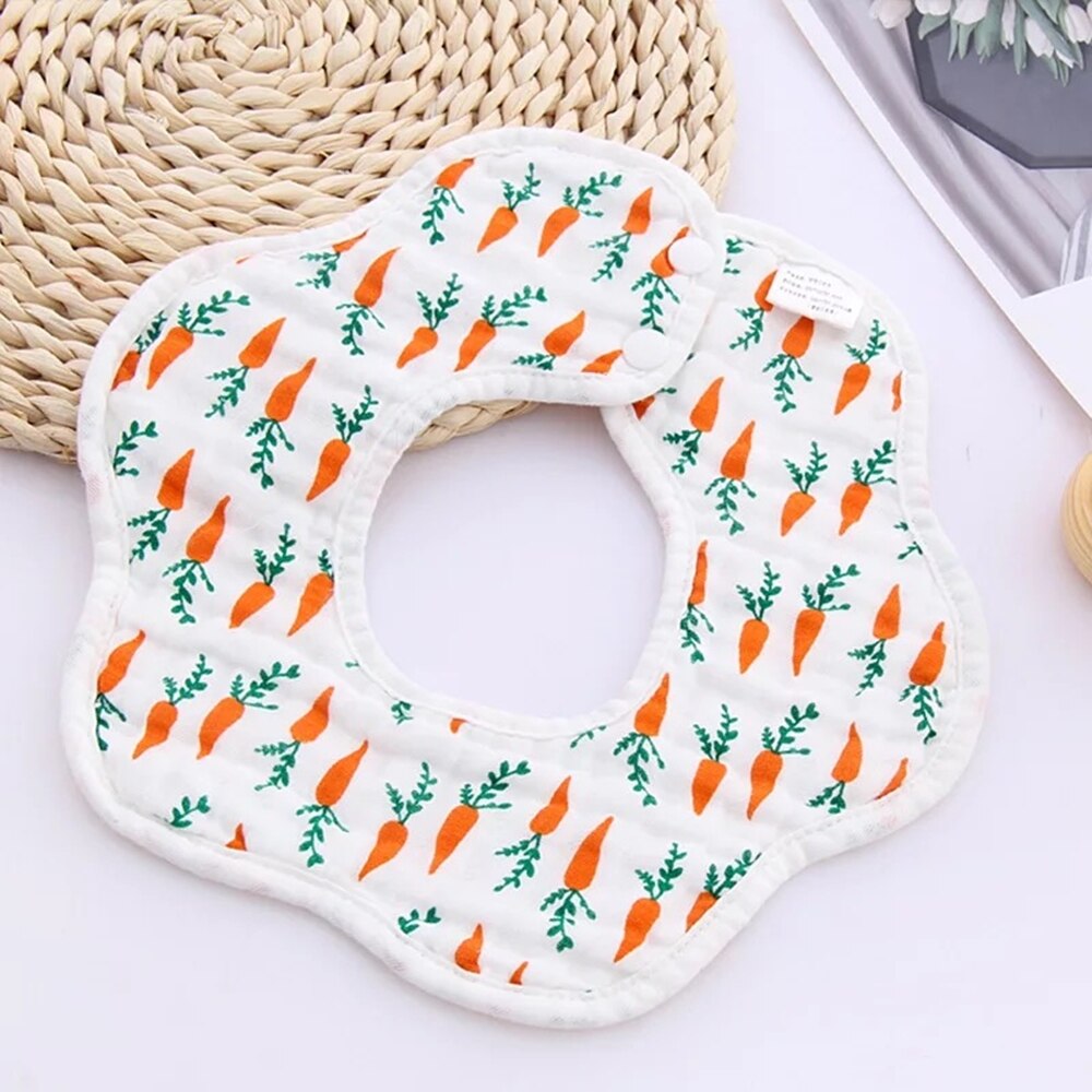 Waterproof Baby Bibs Kids Saliva Towel Flower Print Cotton Baby Boys Girl Bib 360 Degree Rotation Infant Bibs Burp Cloth: Carrot-02