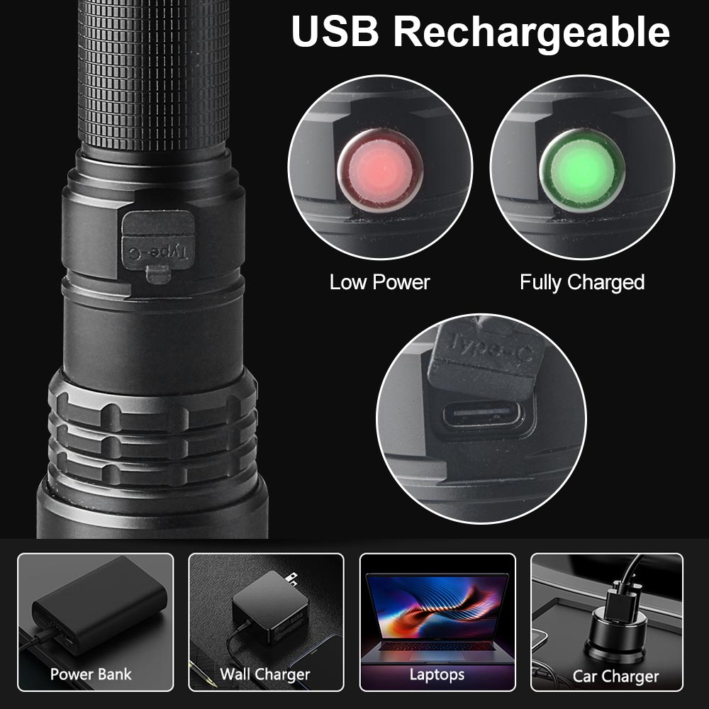 Hohe profession elle LED-Taschenlampe für die Jagd grünes Licht taktische Nacht Scout Licht Fisch Licht USB wiederauf ladbare wasserdichte Taschenlampe