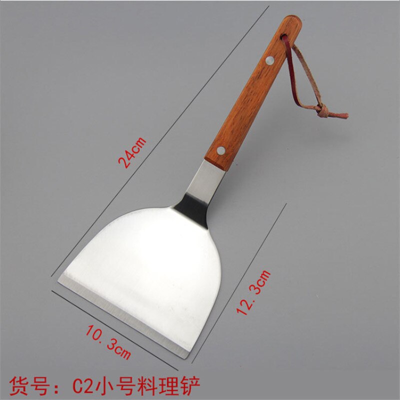 Cooking Tool Heat Resistance Stainless Steel Turners Spatula Scraper Wooden Handle utensilios de cozinha pizza beef steak shovel