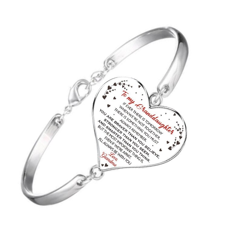 À ma fille femme petite-fille Bracelet amour coeur Bracelets porte-bonheur Bracelets pour femmes filles inspirant lettre bijoux: to Granddaughter