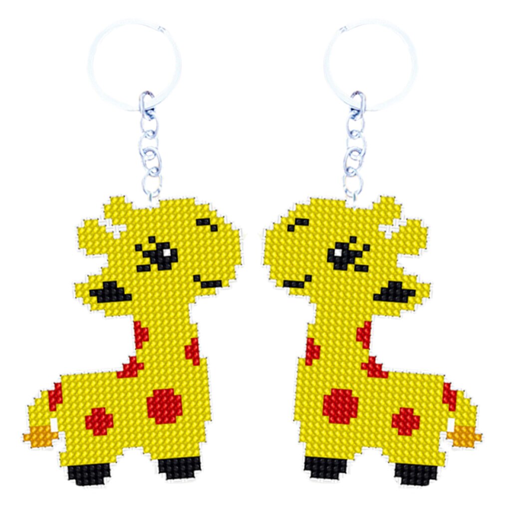 Bead Cross Stitch Kit 18CT Stamped Key Chain Embroidery Kit for Needlecraft Cross Stitch Sewing Quilting DIY Crafts