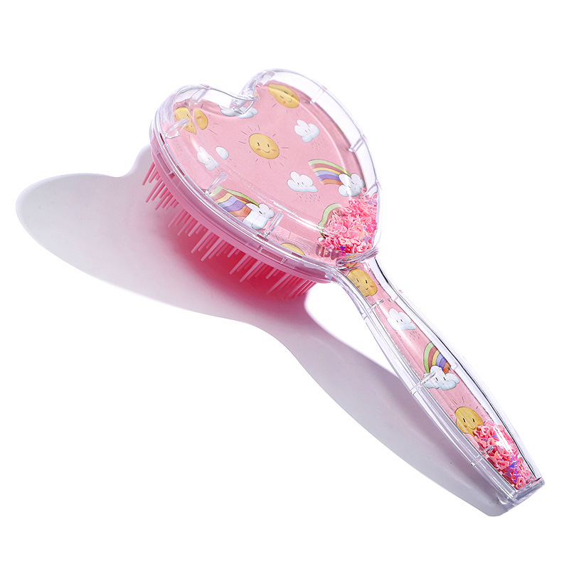 Cute Heart Hairdressing Comb for Kids Anti-knot Massage Hair Comb for Children Girls Cartoon Unicorn Flowing Stars Hair Comb