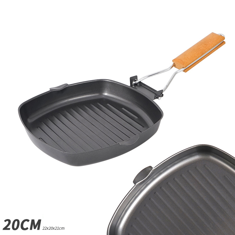 Outdoor Camping Frying Pan Ultralight Iron Steak Pot with Foldable Handle Outdoor Frypan Cooking Tableware Camping Pot: S