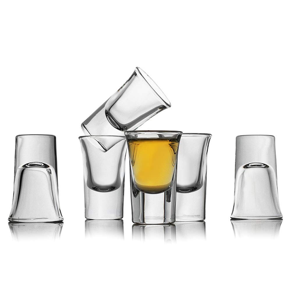 6 stk blyfritt shotglass med trestativ whisky brandy vodka tequila glass kopp kjøkken bar fest vinglass 25ml: 6 stk snapseglass