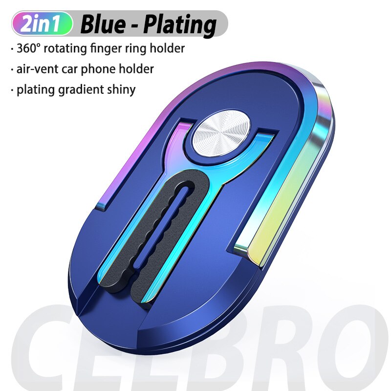 Mehrzweck Handy Halter 360 Grad Rotation Auto Air Vent Halterung Ständer Magnetische Finger Ring Telefon Halter Halterung Unterstützung: Blue-Plating