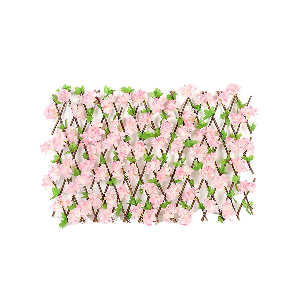 Retractable Fence Expanding Wooden Fence Hedge With Artificial 6 Kinds Cherry Flower Leaves Garden Decoration Trellis Screen: F
