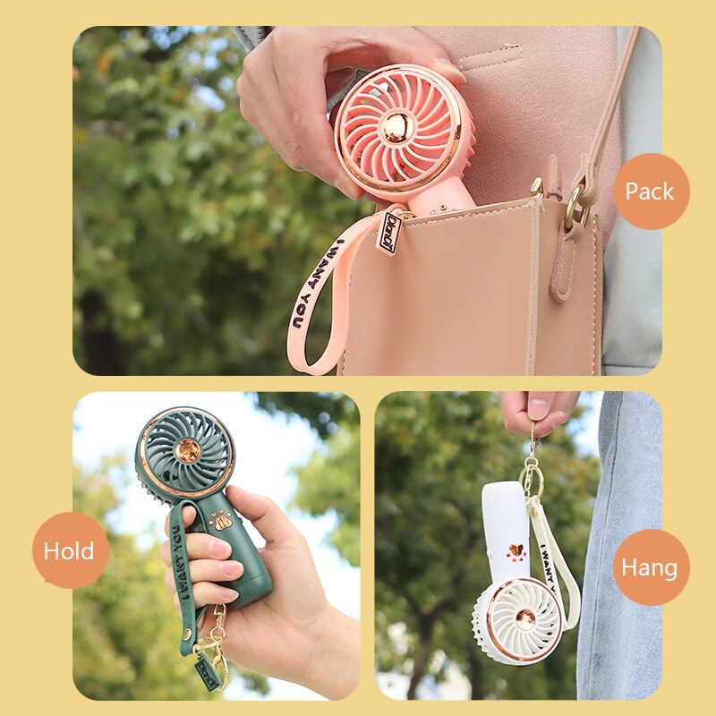 Porte-clés ventilateur Portable suspendu, Mini ventilateur Portable, Rechargeable USB, pour la maison, pour femmes et étudiants