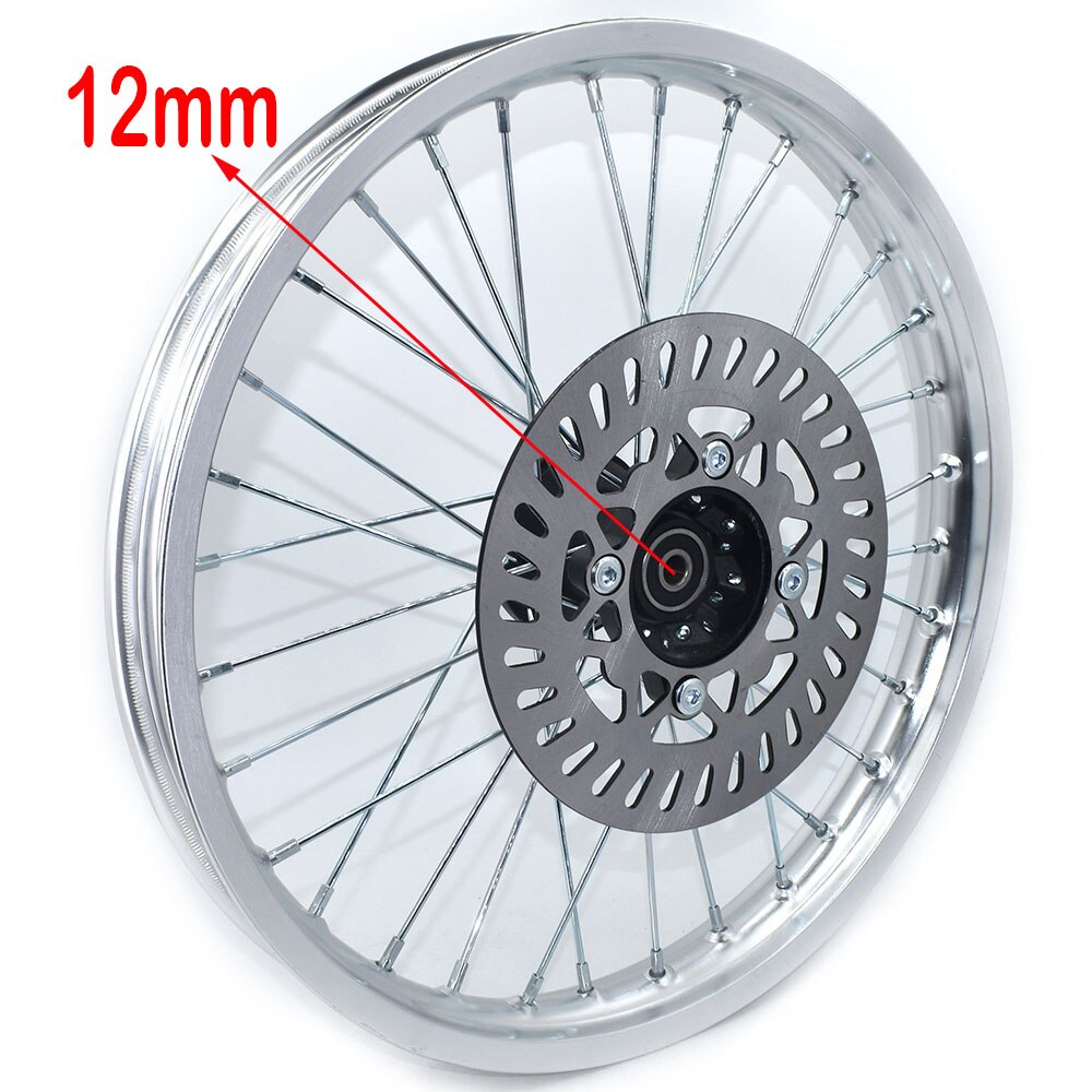 1.60X17 Inch Front Velgen Aluminium Plaat Velgen Met Schijfrem 1.60X17 "Inch Voor Klx crf Kayo Apollo Bse Pit Bike: 12mm Silver