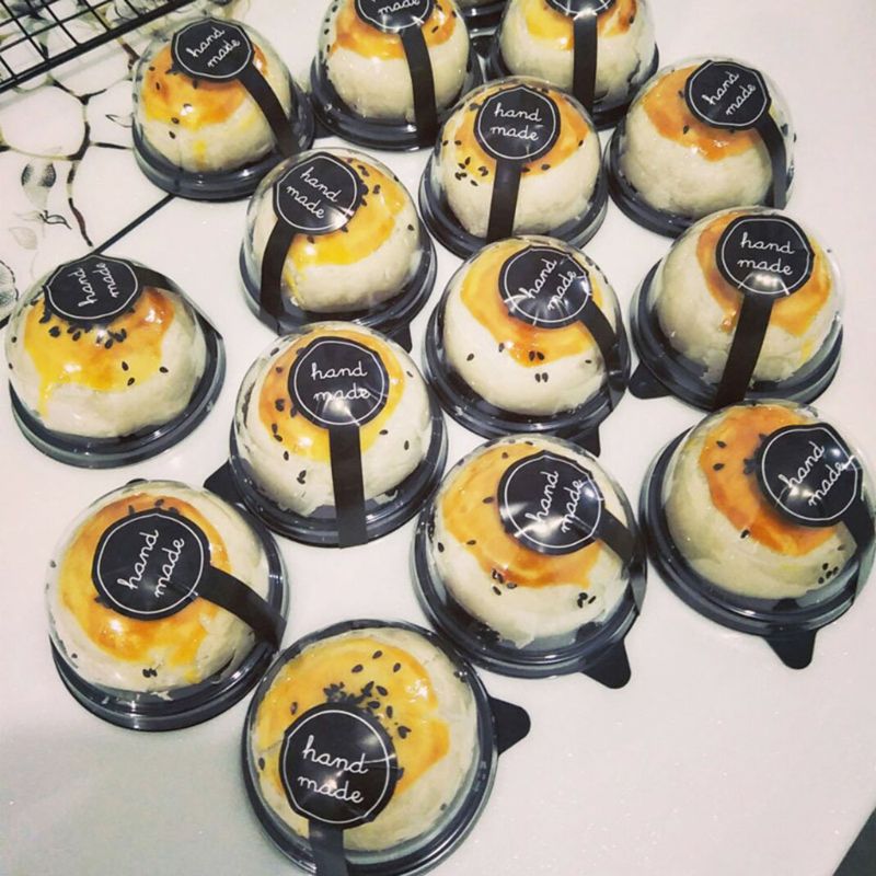 50 Sets Ronde Maan Cake Trays Mooncake Yolk Scherpe Pakket Box Container Houder
