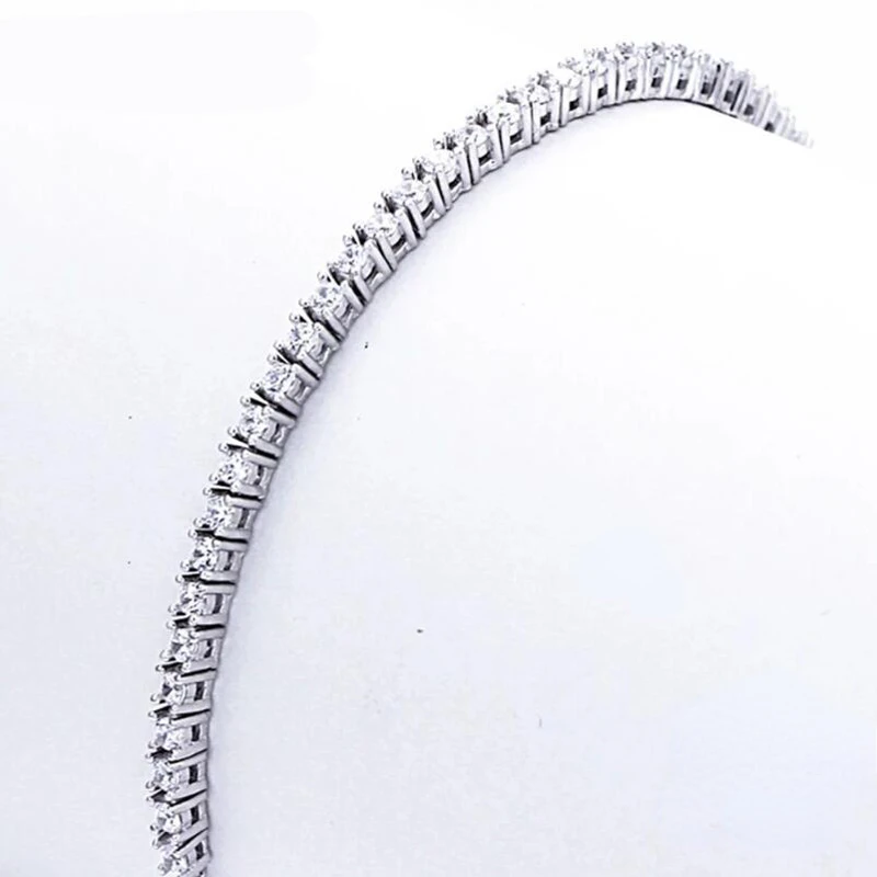 Joias de prata 925 pura 18cm pulseira de tênis 2mm zircônia presente de aniversário pulseiras de prata esterlina real