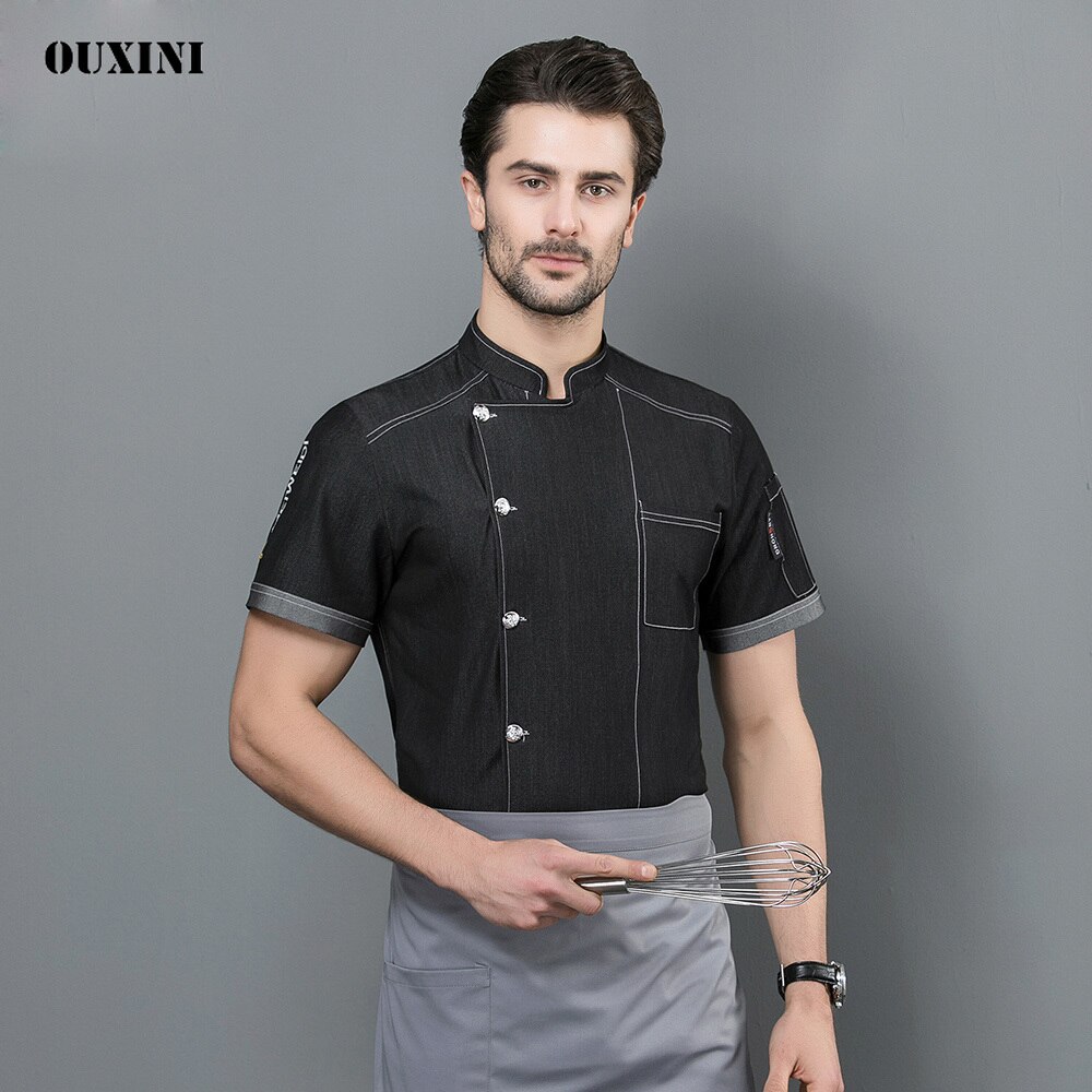 Summer Chef Uniforms Food Service Restaurant Kitchen Workwear Women Men Short Sleeve Catering Jackets Tooling Uniform