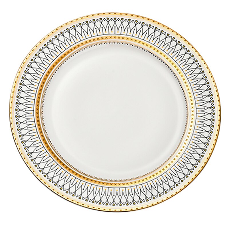 Food Ceramic Luxury Plate Set Christmas Restaurant Gold Breakfast Plates Dinner Serving Europen Platos De Cena Tableware DL60PZ