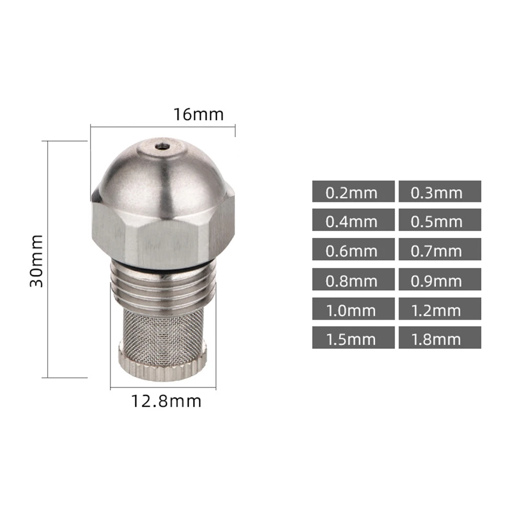 Forstøvende spraydyse dia 0.3-1.5mm fin forstøvende spray 1/4 bspt høy- og lavtrykksdyse åpning rustfritt stål