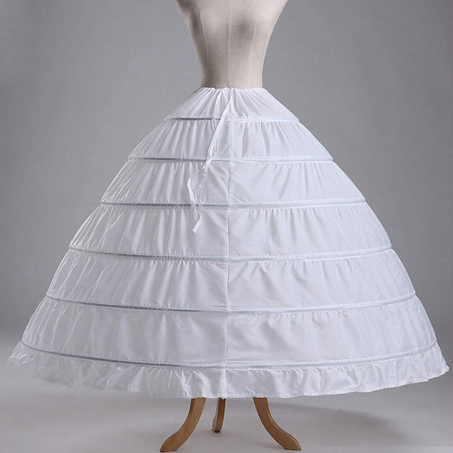Enagua de talla grande para vestido de novia, combinación de 6 aros en rojo, blanco y negro, barata, stock: Blanco