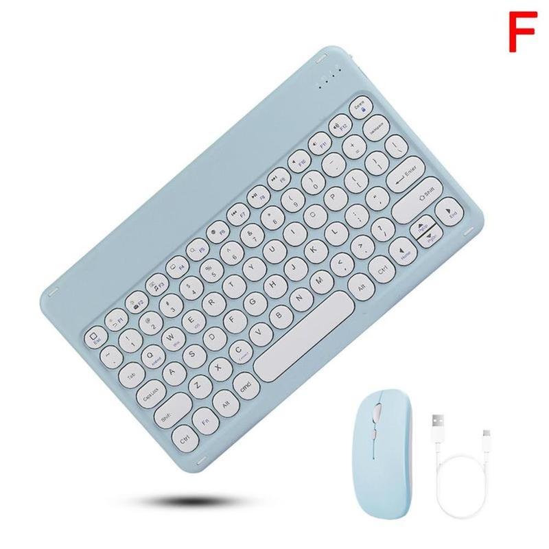 Retro Bluetooth-kompatibel Drahtlose Tastatur Und Maus Set Für Samsung Ipad IPhone USB Lade Mäuse Mini Tastatur Für Tablet: Blue