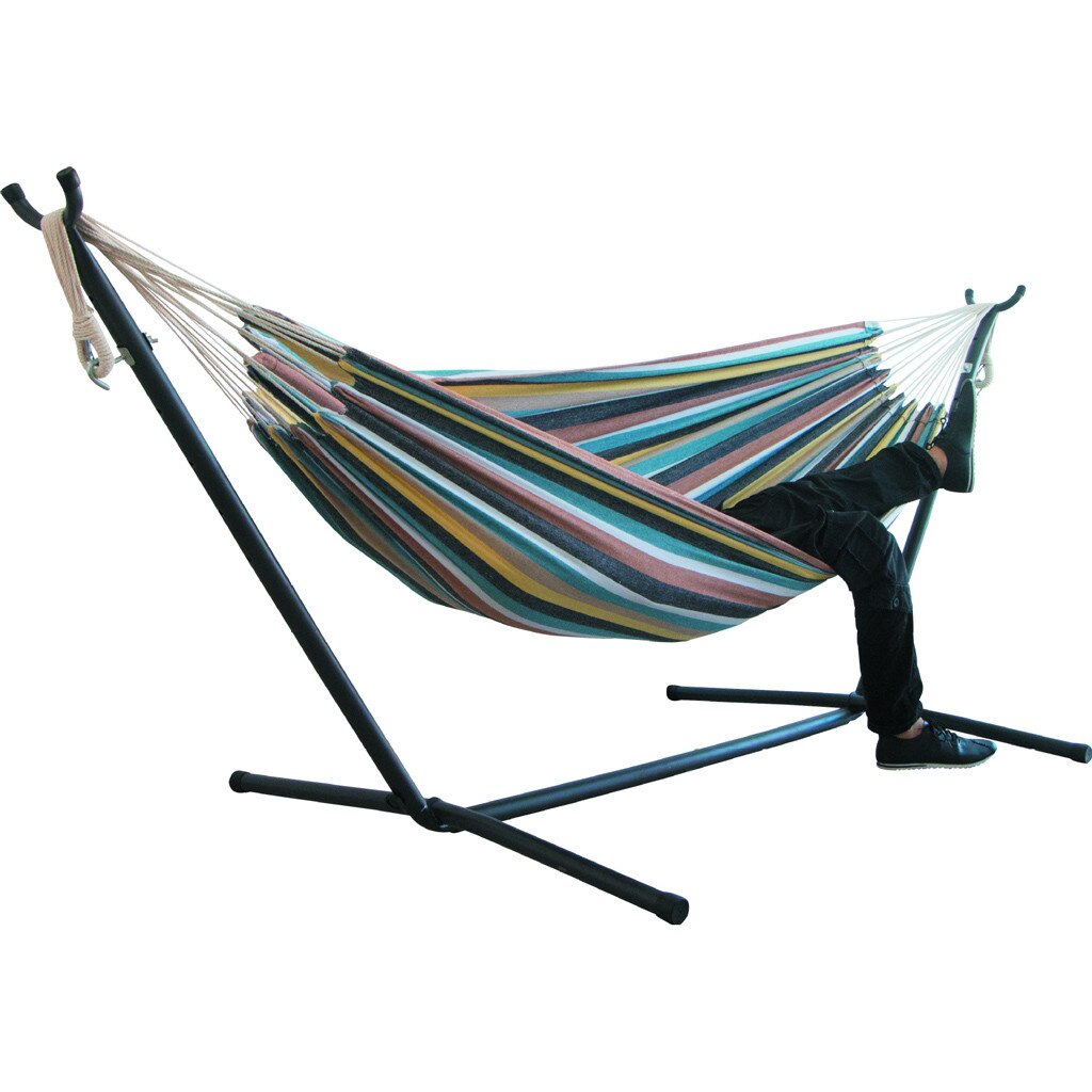Two-person Hammock Camping Thicken Swinging Chair Outdoor Hanging Bed Canvas Rocking Chair Not With Hammock Stand 200*150cm: C