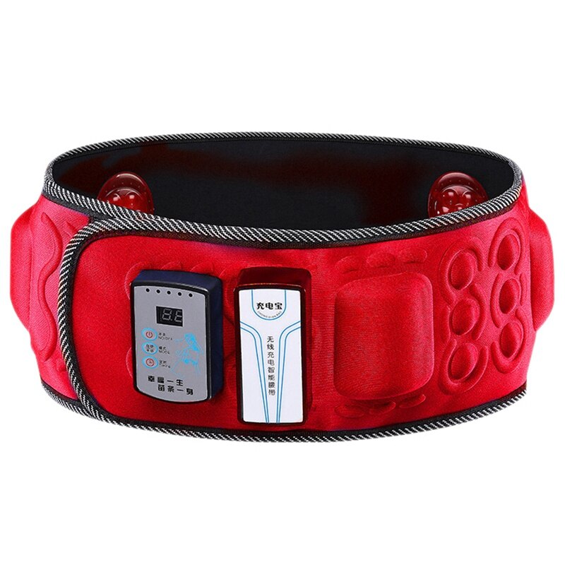 Intelligent USB Rechargeable EMS Fitness Trainer Belt Electrical Muscle Stimulator Vibrating Slimming Belt: Red