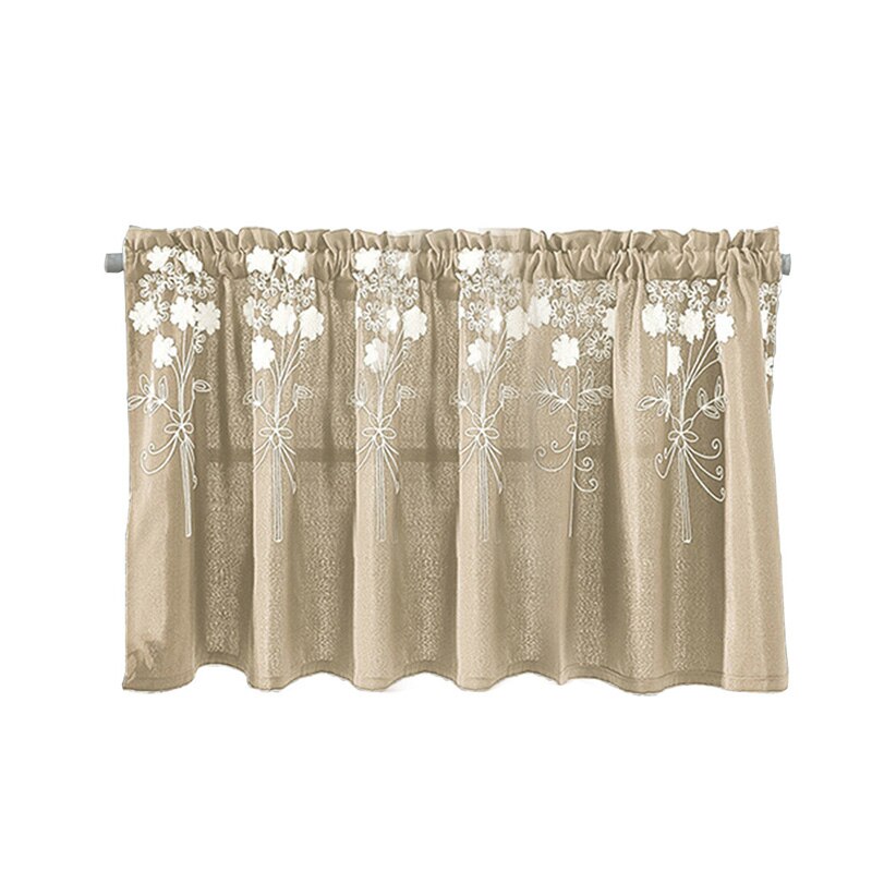 Rideau court imprimé Floral, demi-rideau transparent pour cuisine et salon, , pour panneau de fenêtre, décoration de chambre à coucher: C Short Curtain / 74x61cm