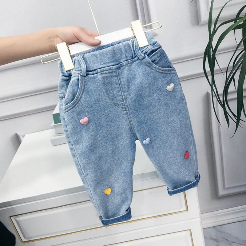 Humor Beer Meisjes Pocket Jeans En Najaar Kinderkleding Middelbare School Student Casual Baby Kids Broek: BZ1841 sky blue / 3T