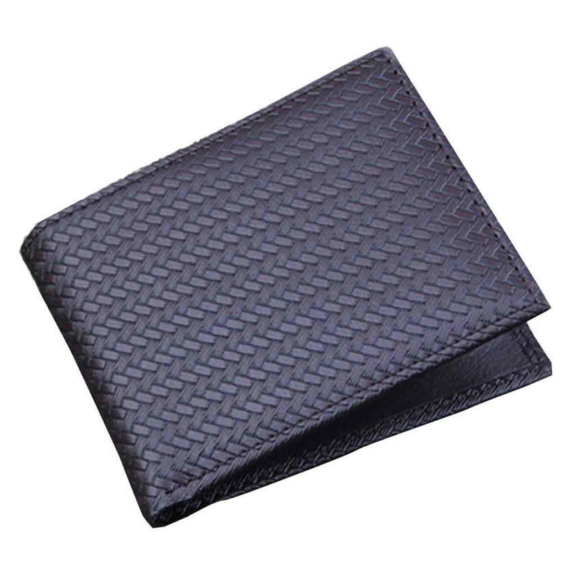 Wallet Men Bifold Business PU Leather ID Credit Card Holder Purse Short Pockets Knitting Wallet Men Slim Wallet: Coffee