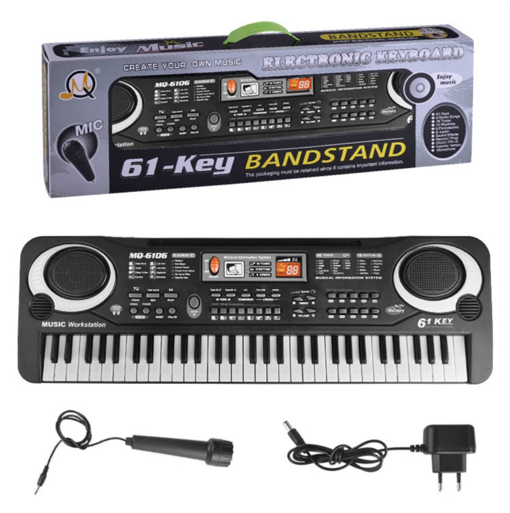 61 tangenter elektronisk klaver keyboard med mikrofon legetøj børn tidligt lærelegetøj musikinstrument pædagogisk orgel musik legetøj