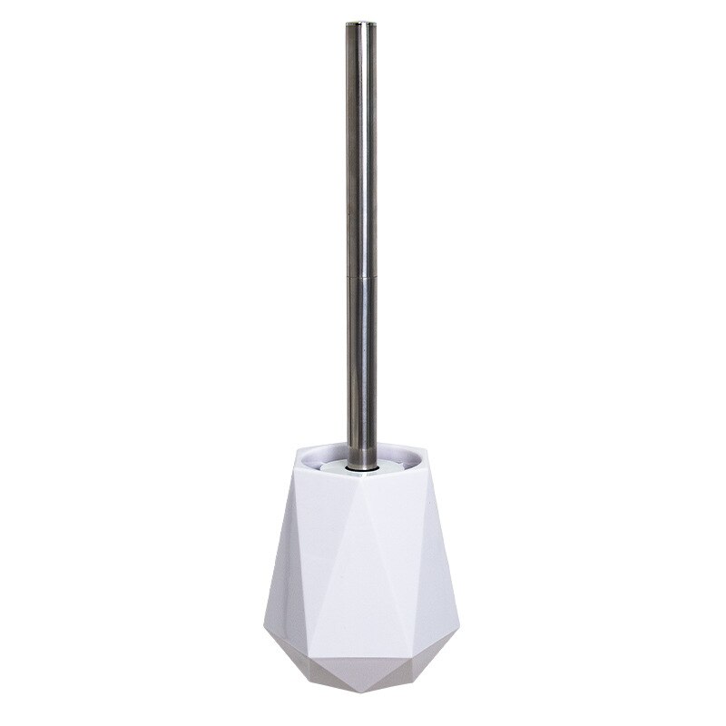 Poubelle de salle de bains en plastique doré, poubelle de luxe nordique murale ou sur pied, brosse de toilette en Silicone: White Toilet brush