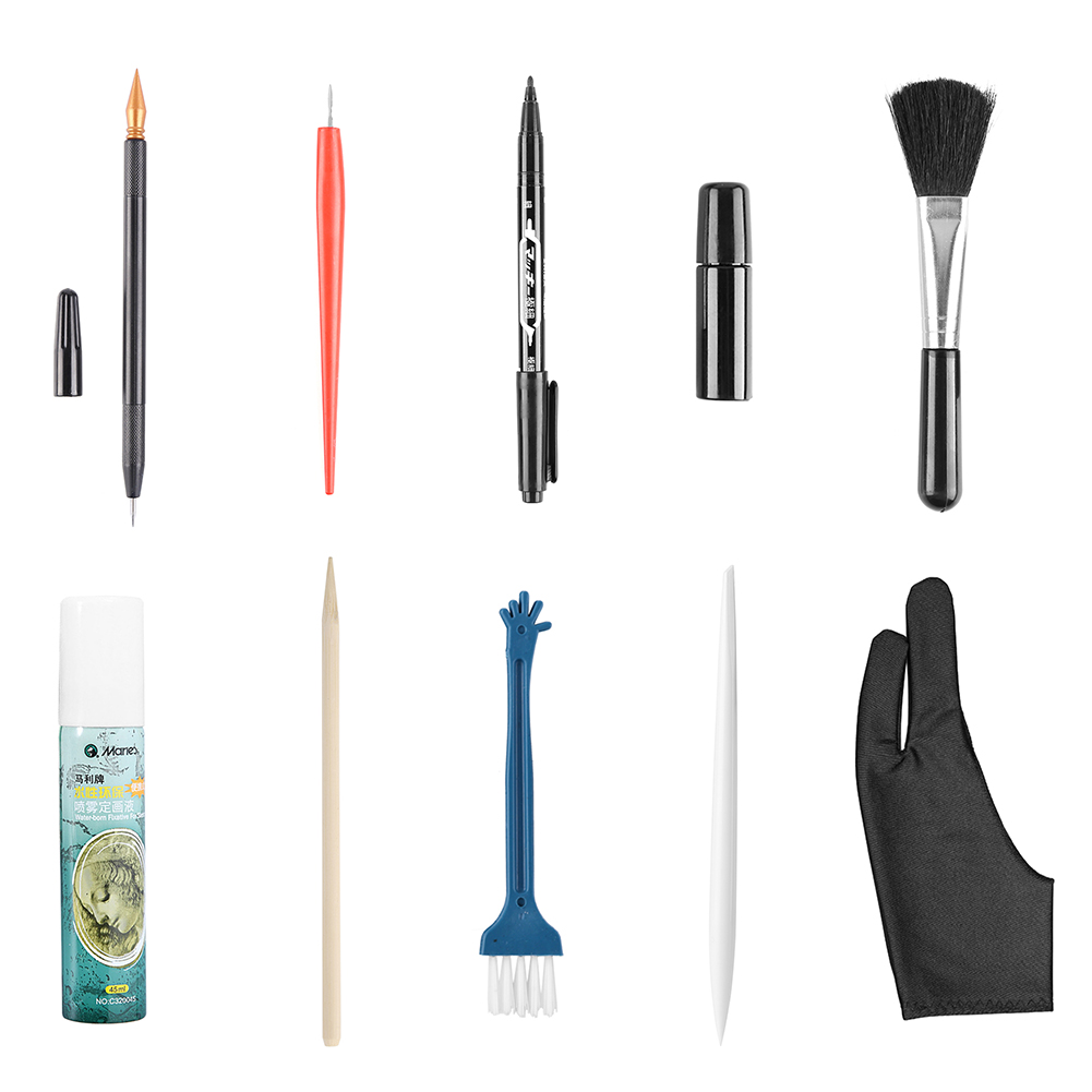 Kras Schilderen Gereedschap Schrapen Tekening Schets Art Diy Ambachten Schraper Pen Borstel Stok Papier Boards Kit
