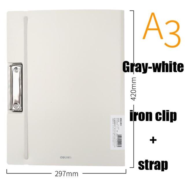 Deli 1pcs A3 thickening Office Document clip Lovely multi-function Office School Organizer Plastic File Folder: graywhite 72375-2