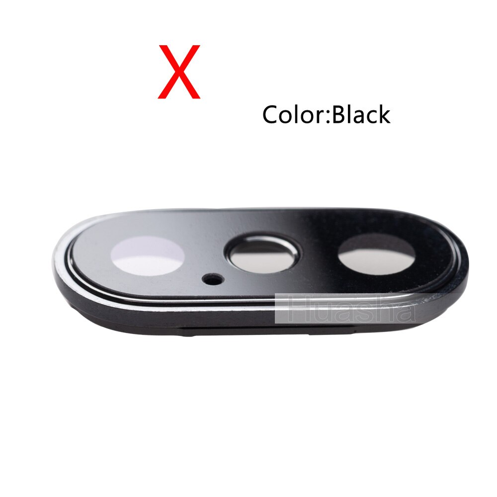 Voltar câmera traseira lente de vidro anel capa com moldura titular para o iphone x xr xs max lente de vidro da câmera + moldura peças: For X Black