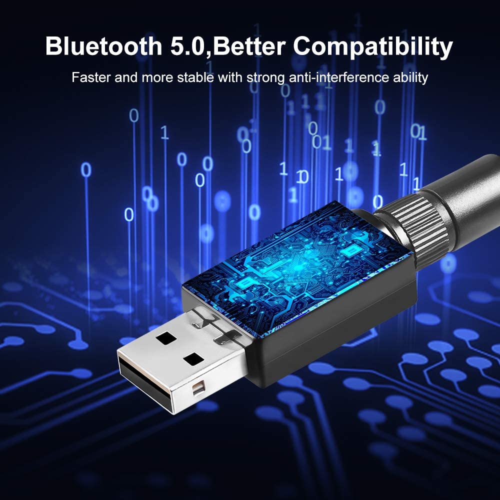 USB Bluetooth 5.3 Adapter for PC Speaker Mouse Music Audio Receiver Transmitter Bluetooth Dongle for 10/8/8.1/7 Rotatable Antenn