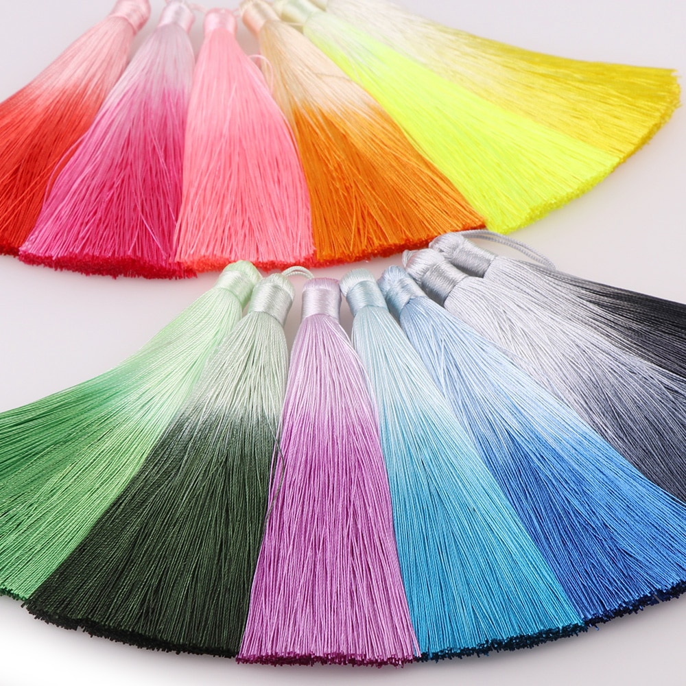 Boucles d'oreilles en Polyester à franges 13cm | 2 pièces, frange pour téléphone portable, bijoux à bricoler, chaîne porte-clés auto-même, boucle d'oreille, pendentif