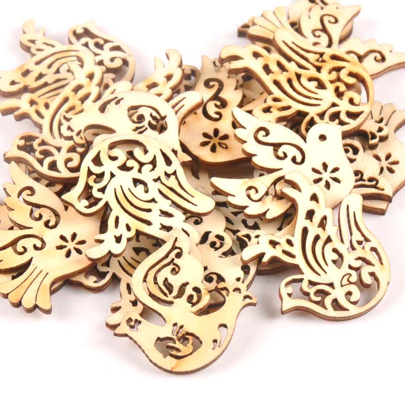 25 sztuki mieszanki drewnianych rękodzieł kreatywnych wzór gołębia rękodzieło scrapbooking dekoracja z drewna robić dekoracji domu  m1566x
