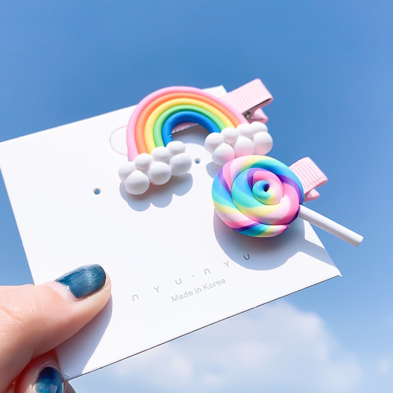 [Xwen]Korean Candy Color Edge Clip Rainbow Hairwear Lollipop Bangs Cute Girl Kids Hairpin Simple Hair Accessories OH1337: 23