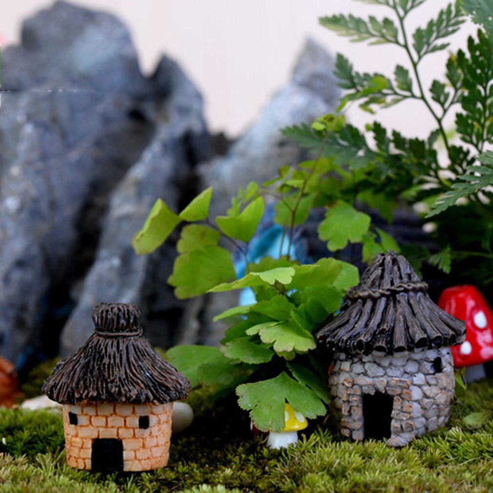 Musgo micro paisagem decoração casa de campo de palha miniatura resina decorativa pequena casa artesanato criativo
