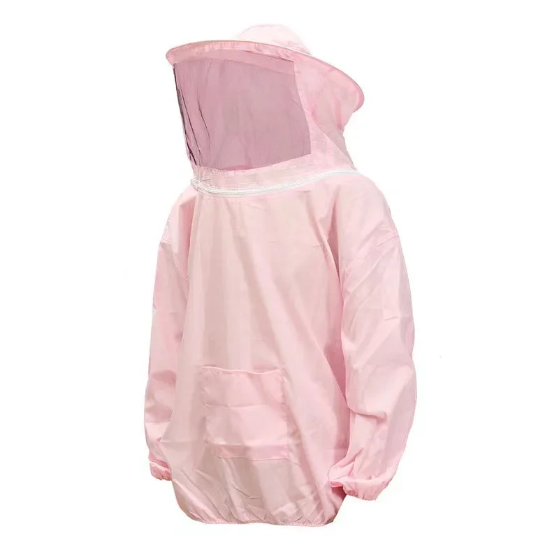 Protective Beekeeping Jacket Veil Smock Equipment Beekeeping Hat Sleeve Beekeeper Suit Apiculture Bee Dress: Pink