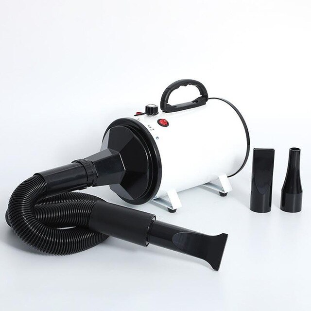 1 Pcs 2200w High-power Silent Pet Water Blowing Machine Pet Hair Blowing Grooming Tool Thickened Duct 3 Types Blowing Head: White