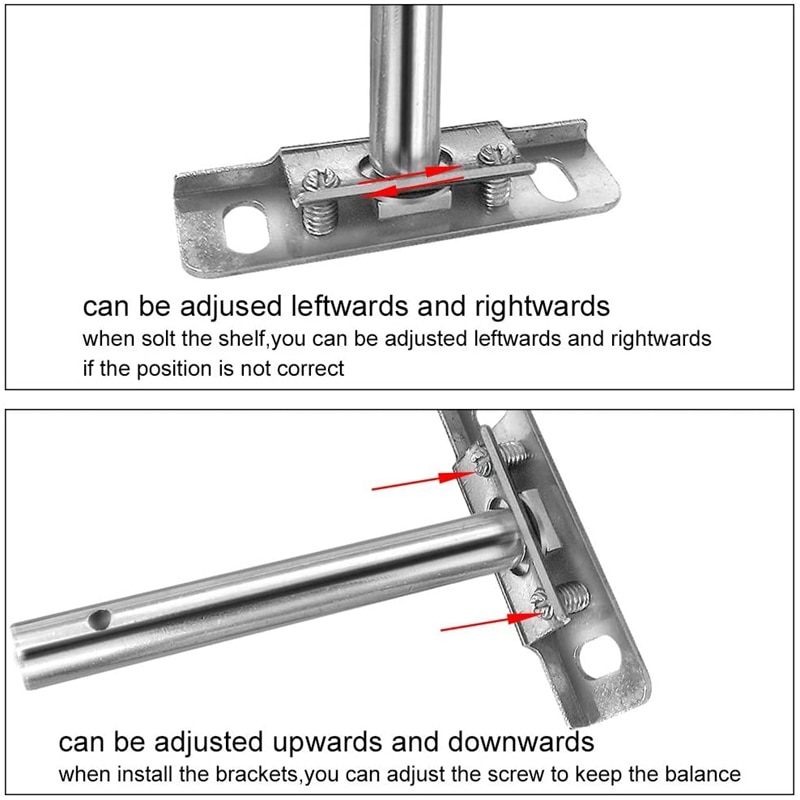8PCS 4 Inch Stainless Steel Floating Shelf Brackets Low Profile Shelves Concealable Mount Blind Shelf Support Brackets
