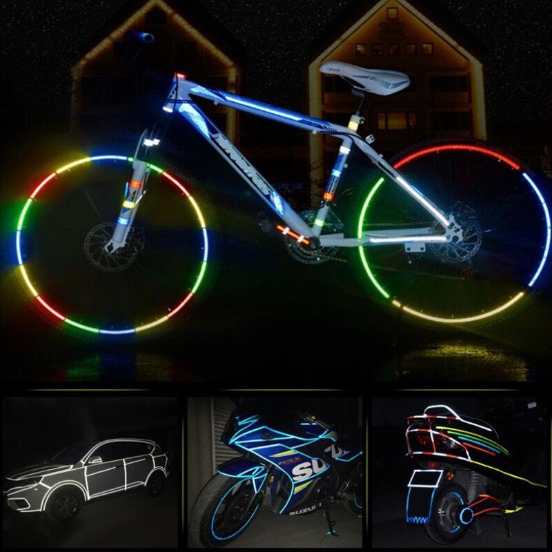 800cm/315inch Fluorescent Bike Bicycle Cycling Motorcycle Reflective Stickers Strip Decal Roadway Safety Wheel Reflective Tape