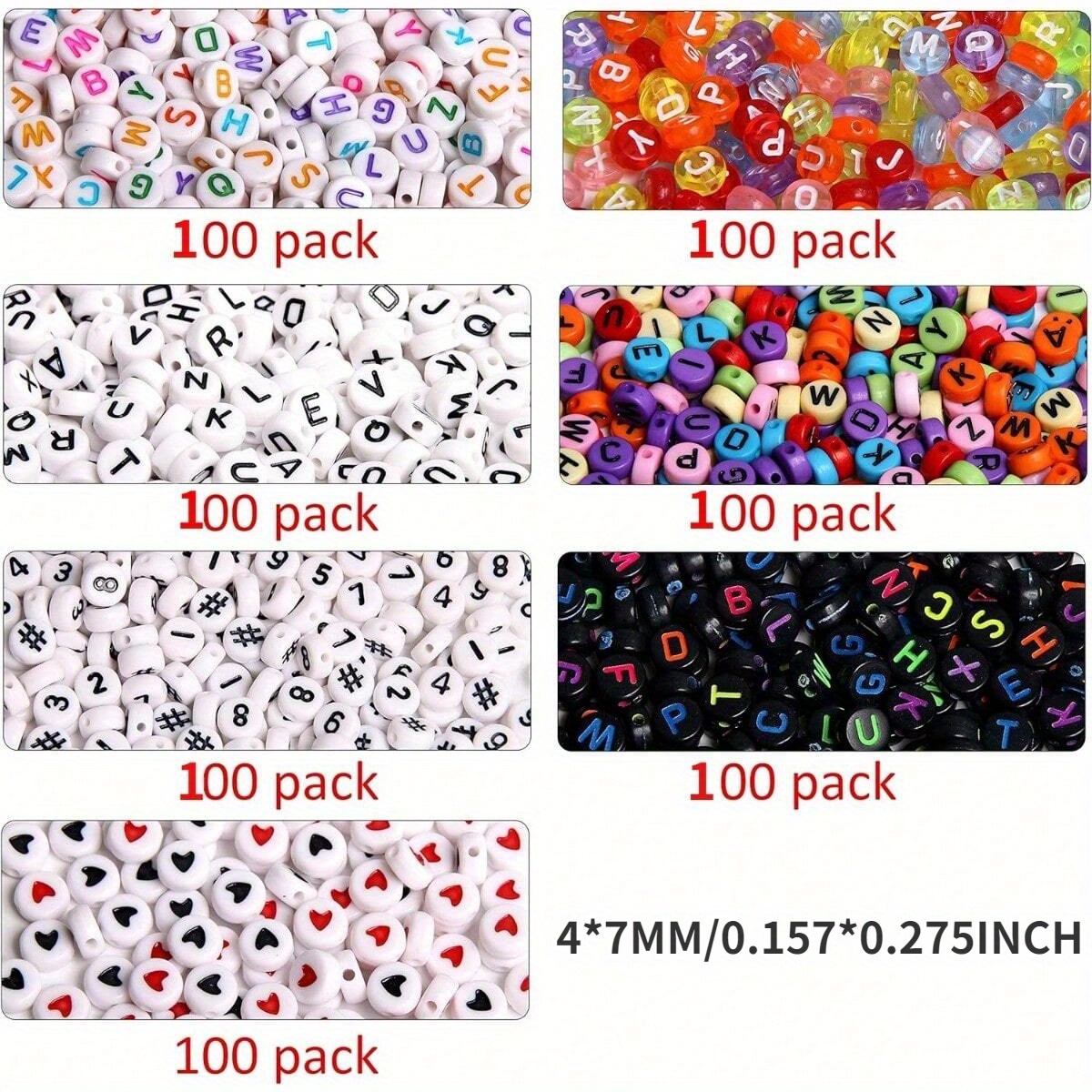 700 Uds. Cuentas redondas de 7 colores con letras, cuentas acrílicas con números del alfabeto para fabricación de joyería, collar, pulsera DIY (7x4mm)