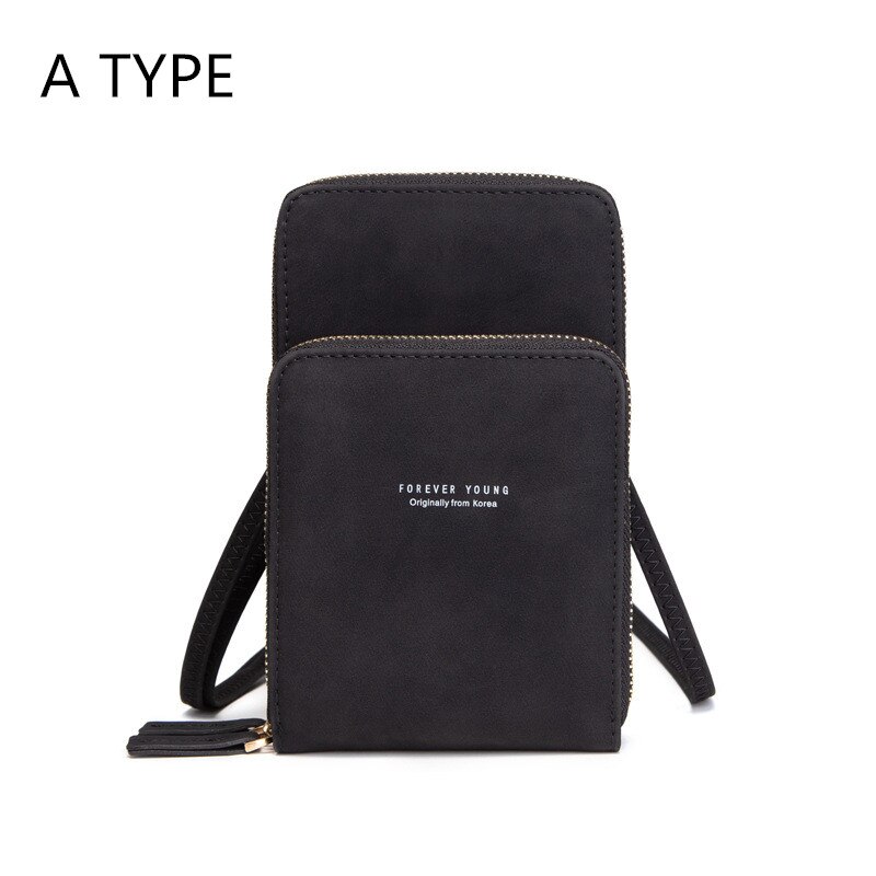 Crossbody Cell Phone Shoulder Bag Cellphone Bag Daily Use Card Holder Mini Summer Shoulder Bag for Women Wallet: A-Black