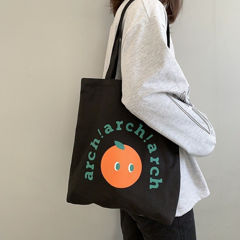 Femmes toile sacs à provisions dessin animé impression fourre-tout sacs coton tissu sac à bandoulière pour filles sacs à main Eco réutilisable Shopper sac