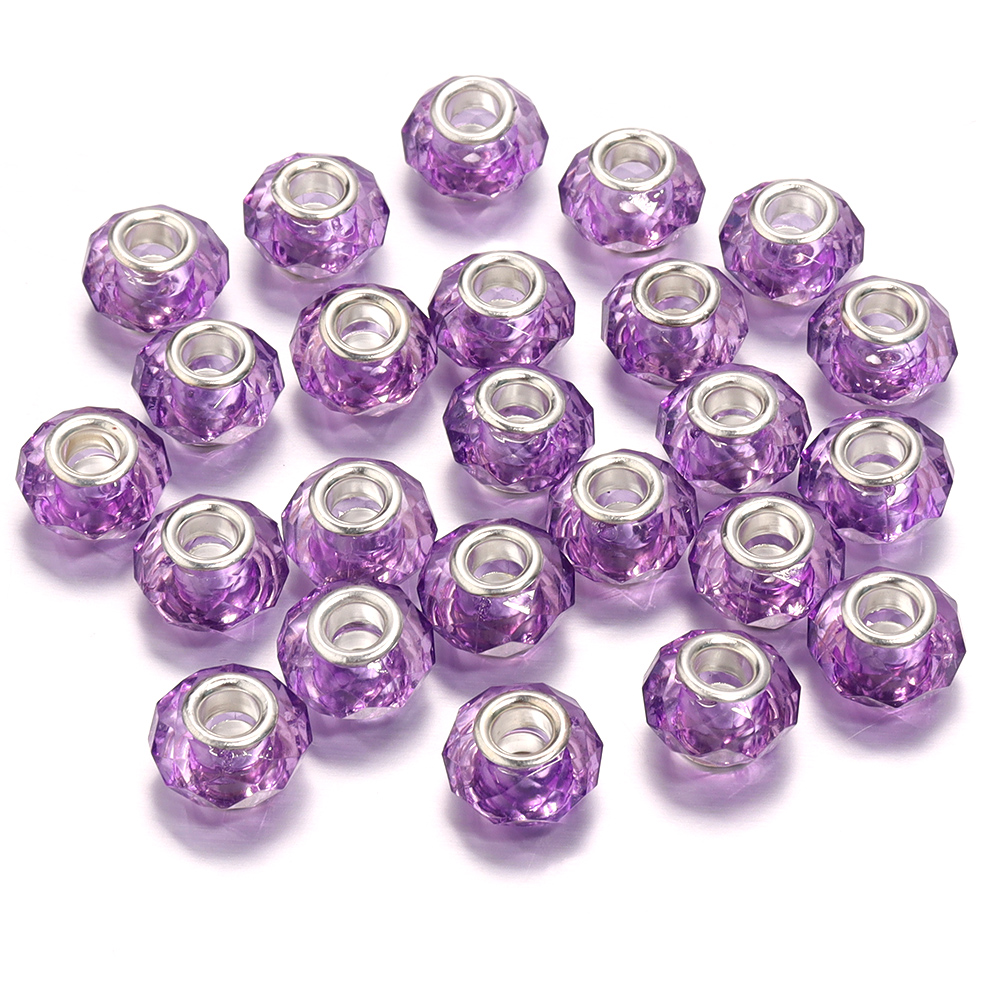 20 stuks/lot 14mm transparante, gefacetteerde harskralen met een groot gat voor het maken van sieraden, tussenkralen voor het maken van armbanden en kettingen: Lavendel