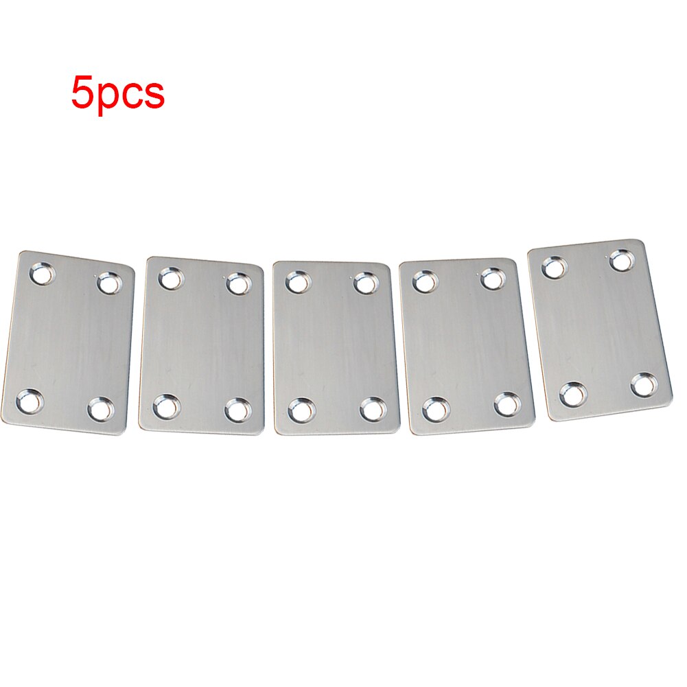 5pcs Stainless Steel Connector Home Straight Brace Thicken Decorative Repair Plates Furniture Hardware Flat Corner Bracket