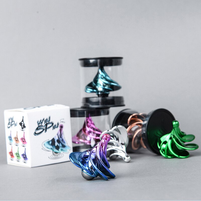 Pneumatic Gyro Decompression Toy Gyro Colorful Wind Blowing Gyro Pneumatic Spinning Top Colorful MetaL Wind Spinning Desktop
