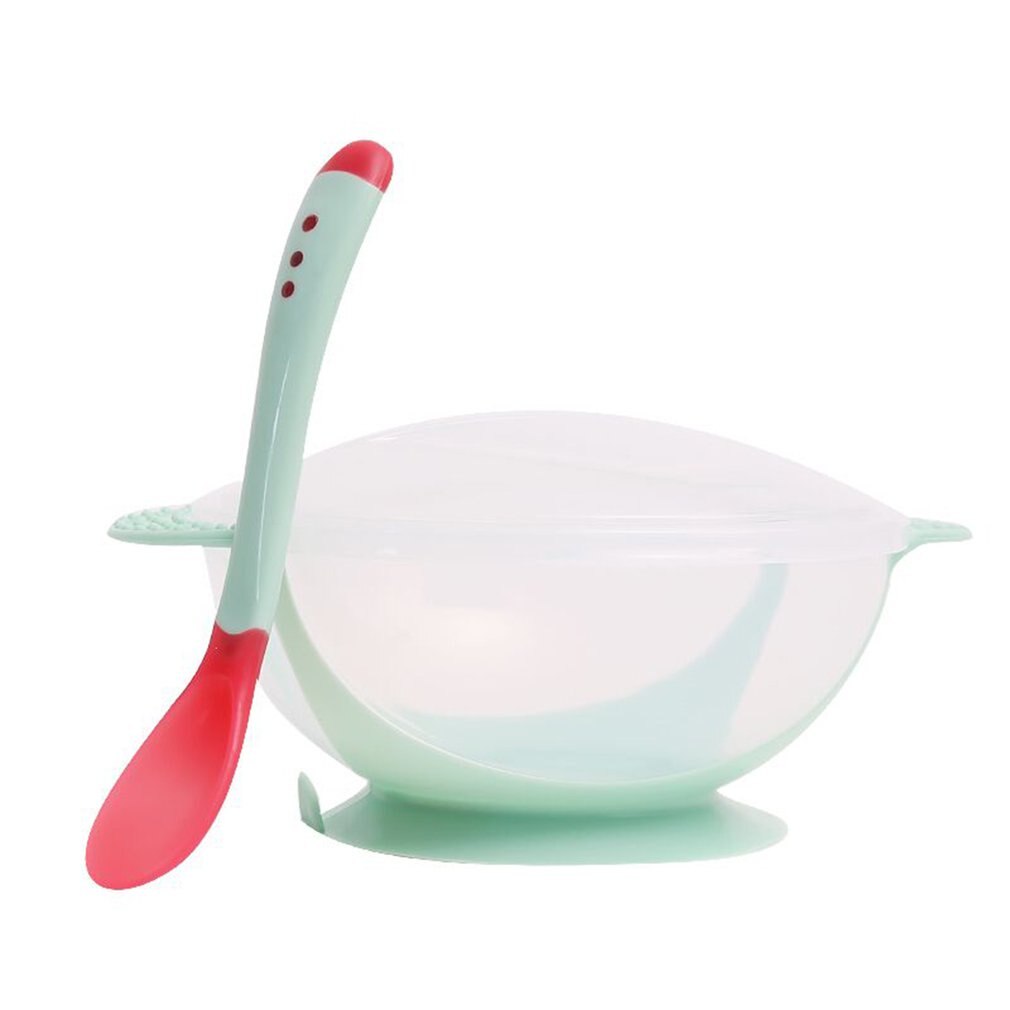 1 Set Temperatuur Sensing Feeding Lepel Kind Servies Voedsel Kom Leren Gerechten Service Plaat/Tray Baby Servies