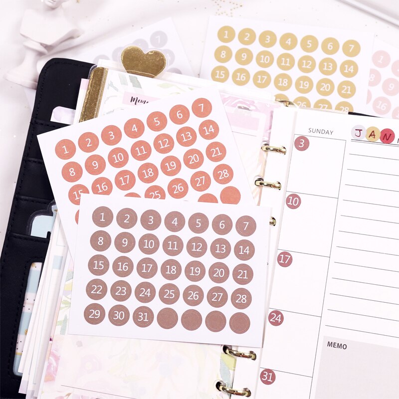 Fromthenon 2022 Notebook &amp; Journals Date Stickers for Full Year Planner Round Number Sticker 365 Daily Days Stickers Stationery